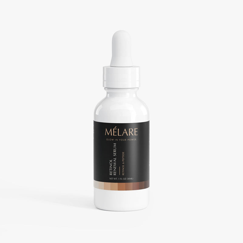 MÉLARE Retinol Peptine Serum bottle for smoother-looking ski