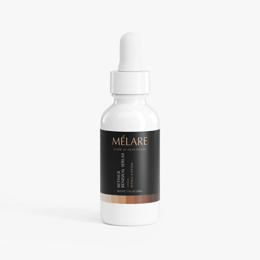 MÉLARE Retinol Peptine Serum bottle for smoother-looking ski