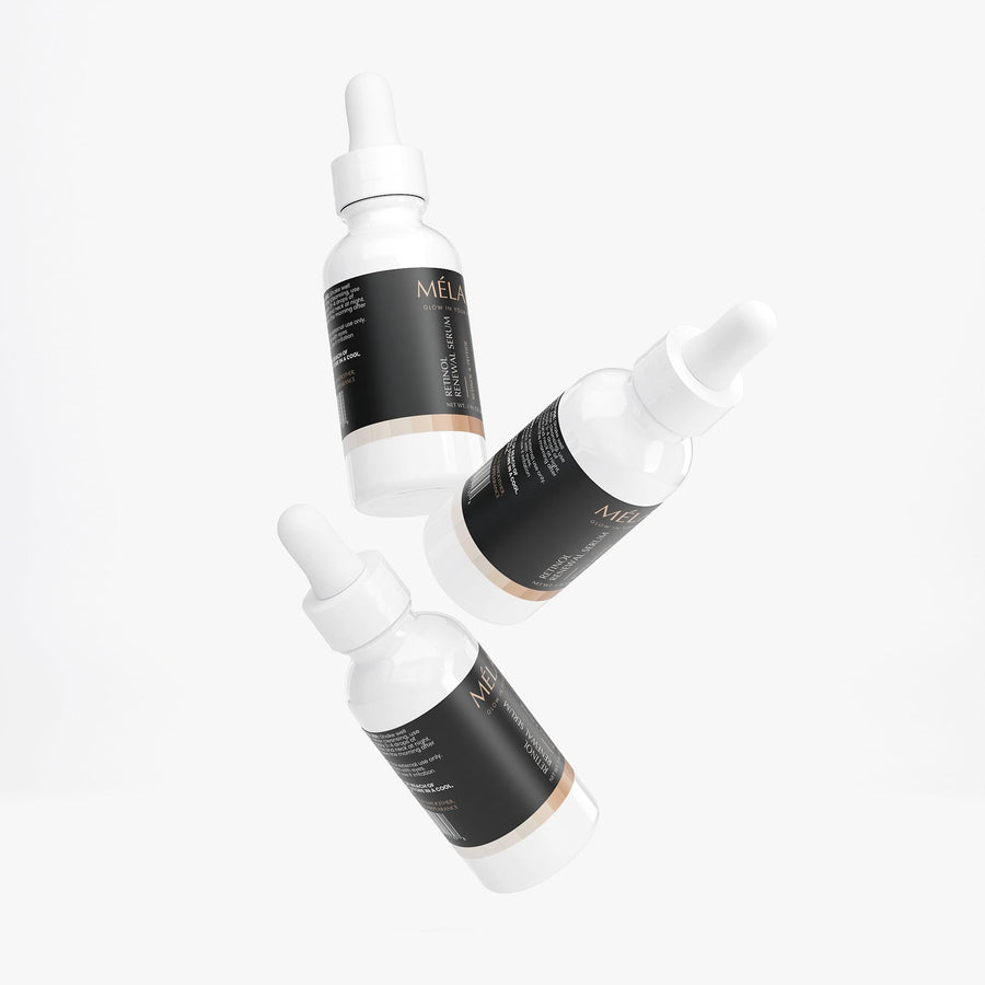 MÉLARE Retinol Peptide Serum displayed with product packaging